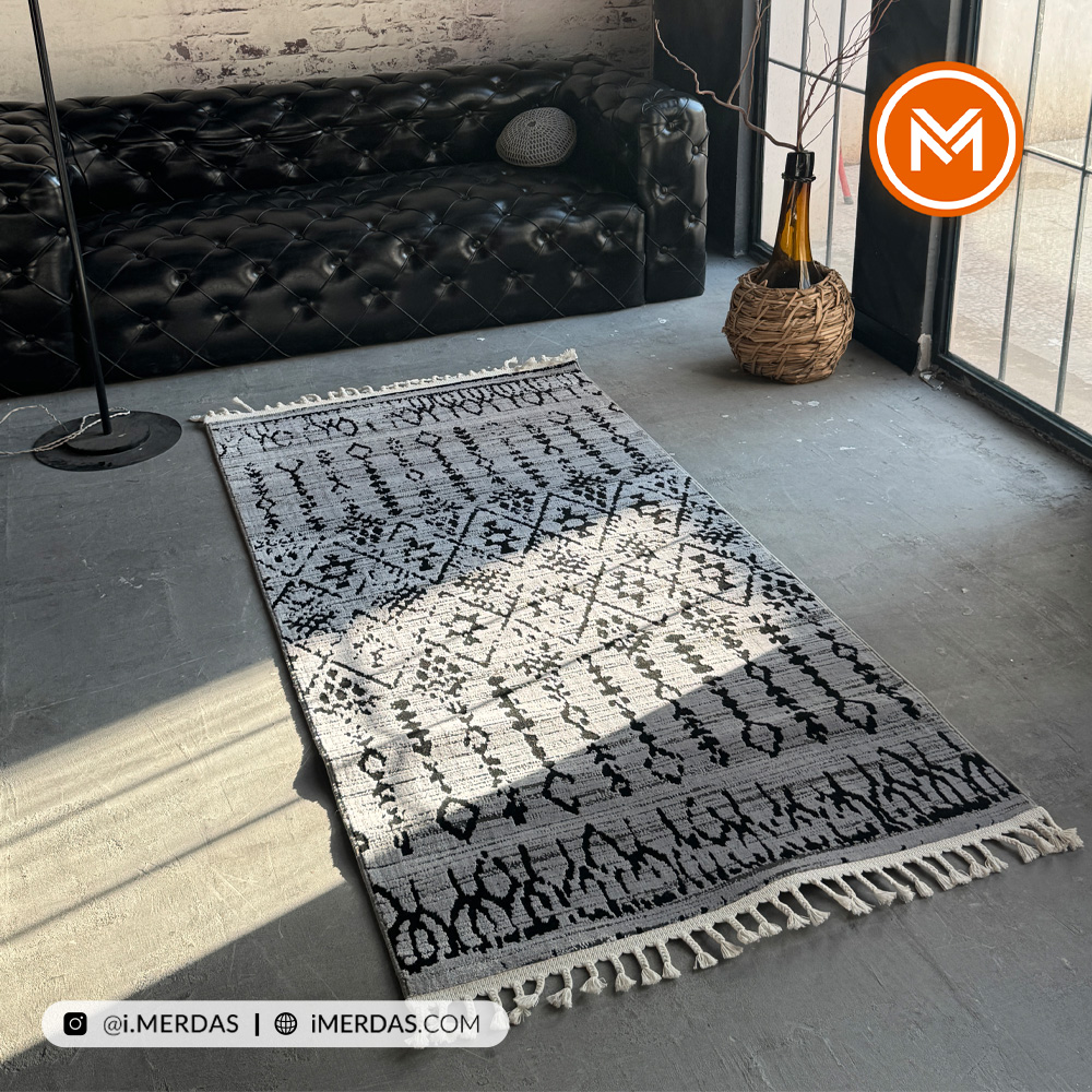 فرش کناره کد 41294 زمینه نقره ای نقره ای